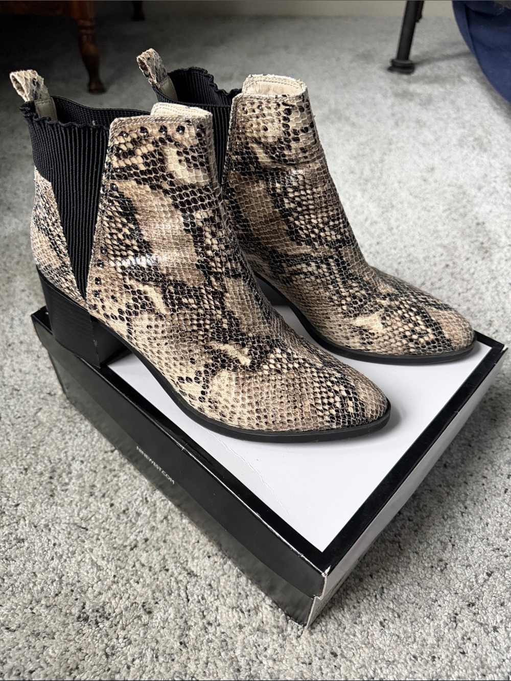 Nine West Snake-Print Ankle Boots